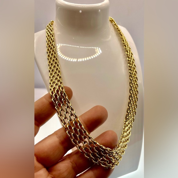 Vintage Signed 14KGP Linked Necklace Choker - Picture 8 of 8